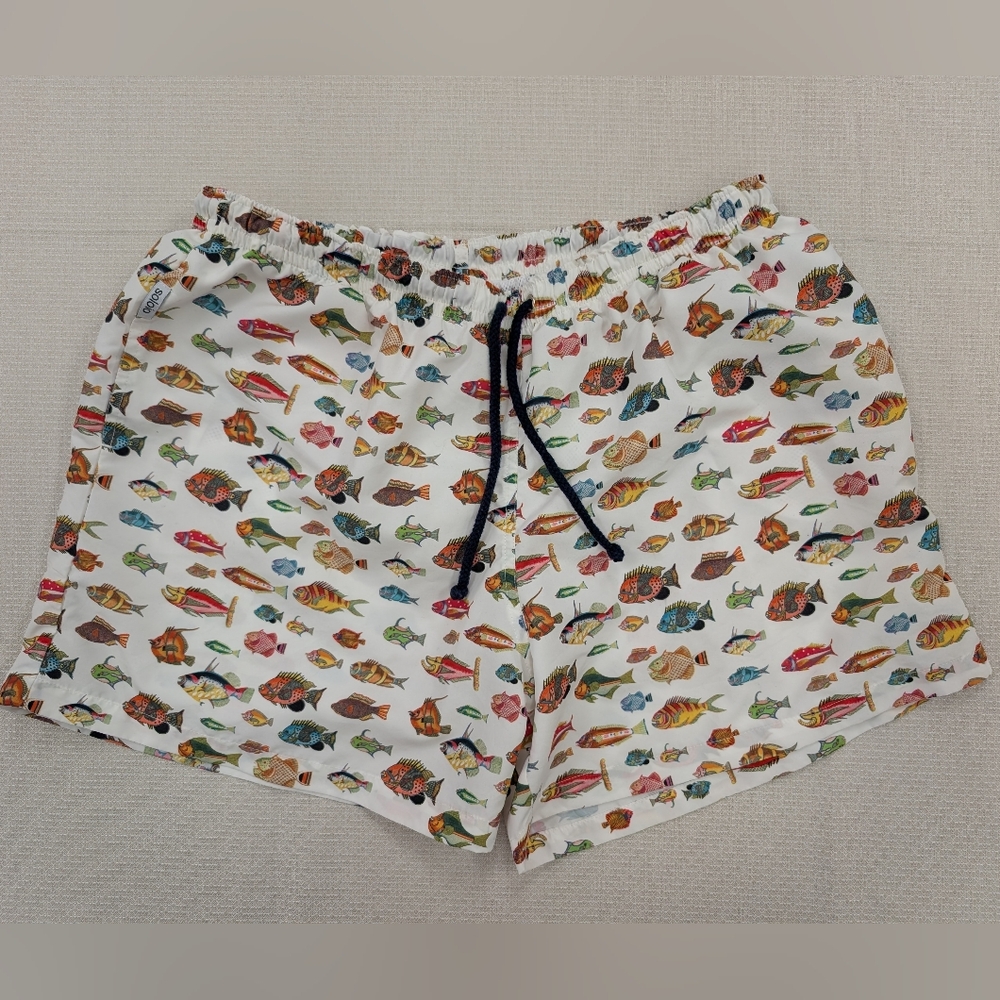 Soloio -  'Ned' Colorful Fish Print Swim Trunks 3XL